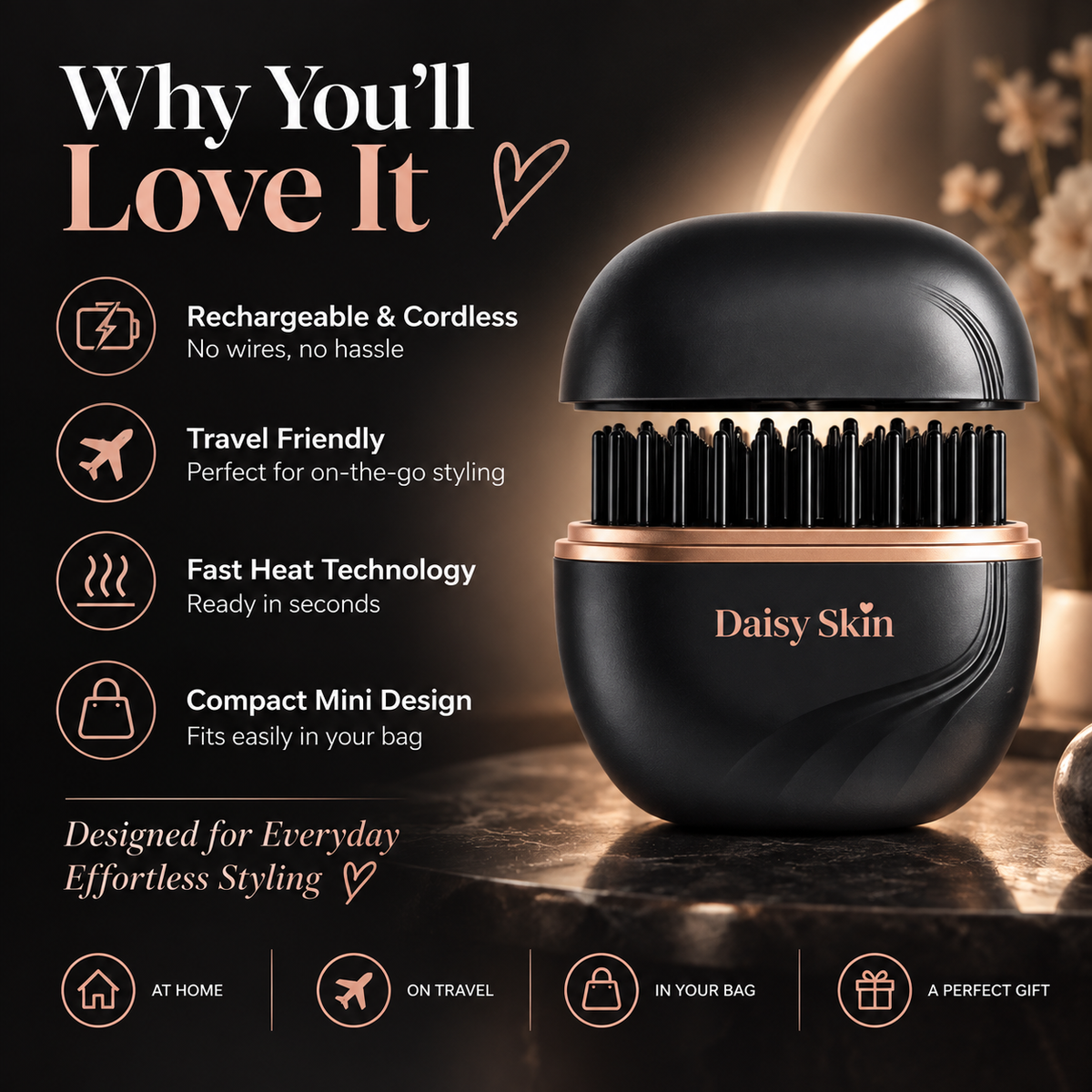 Mini Hair Straightener - For Travel & Quick Touch-Ups
